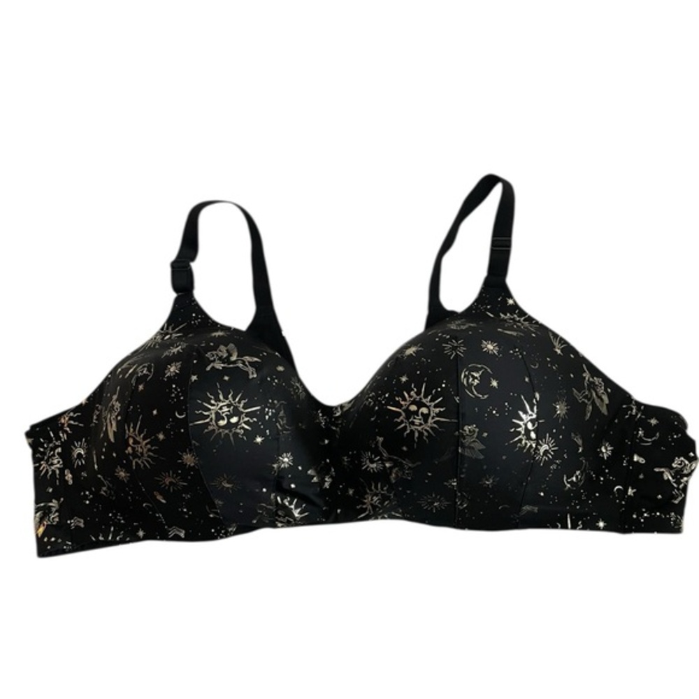 Womens 50B Torrid Bra Black Celestial Gold 50 B Stars Moon Sun